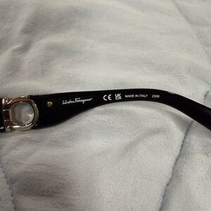 Salvatore Ferragamo Black and Silver Sunglasses